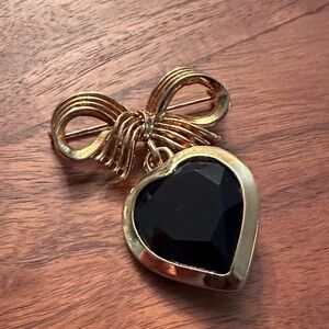 Vintage St. John Heart Bow Dangle Brooch